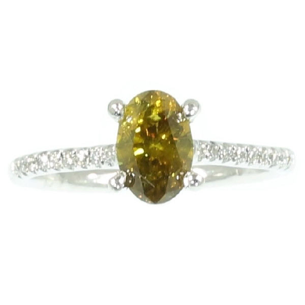 Modern natural fancy diamond engagement ring platinum